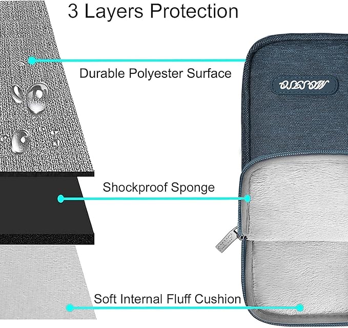 MOSISO Laptop Case 16 inch, 15-15.6 inch Laptop Sleeve Compatible with MacBook Pro 16 M4 M3 M2 M1, HP Acer Dell Lenovo ASUS Notebook, Polyester Vertical Computer Sleeve Bag with Pocket, Haze Blue