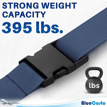 Luggage Straps for Suitcases - TSA Approved - Navy Blue, 4 PK - Premium Nylon Belts for Suitcase, Briefcase & Travel Bag - Adjustable Strap Length 46" - 78"