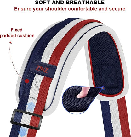 ZINZ 60" Universal Strap with Ultra-Thick Fixed Breathable Pad - Adjustable Heavy-Duty Shoulder Strap for Laptop, Crossbody, Luggage, Gym, Camera Bag and More - TW01B05