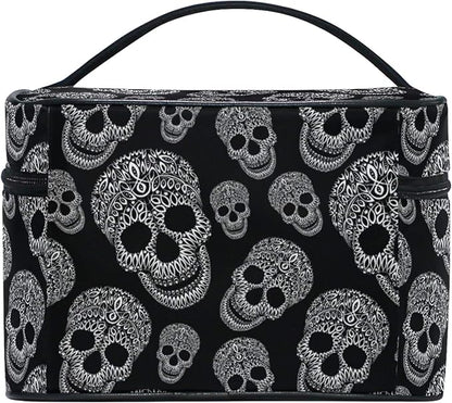 Makeup Bag, Skull Print Travel Makeup Organizer Bag Cosmetic Cases Toiletry Bags for Girl Women Ladies