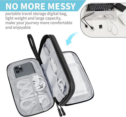 Electronics Organizer Travel Case,Electronic Accessories Storage Bag,Portable Waterproof Cable Organizer Bag,Travel Cord Organizer Bag for Small Charging Cord Storage,Cables,SD Card-Black