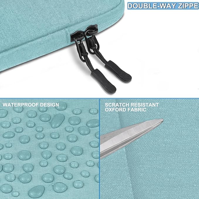 Laptop Sleeve 14 inch, Shockproof Protective Computer Cover with Accessories Pocket, Portable Laptop Case Compatible for 14 inch MacBook Air/Pro, Dell, HP, Acer, Asus, Lenovo, Light Blue