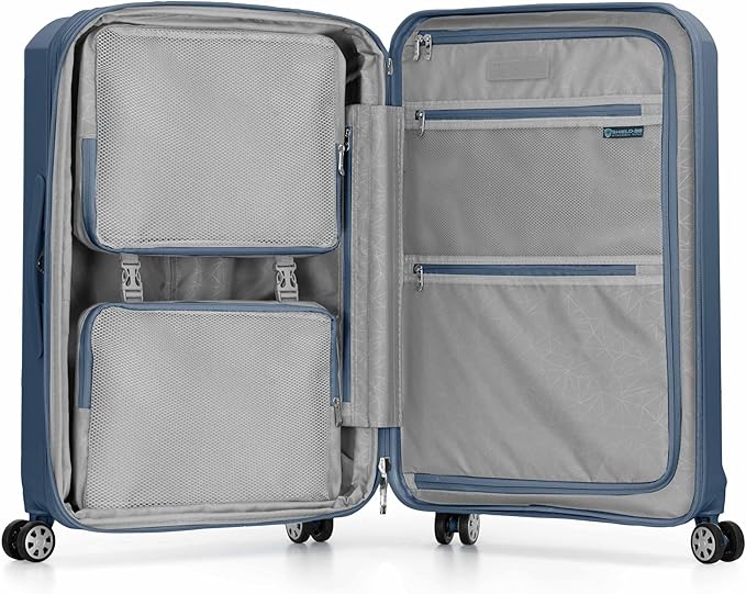 Traveler's Choice Pagosa Indestructible Hardshell Expandable Spinner Luggage, Slate Blue, 3-Piece Set (22/26/30)