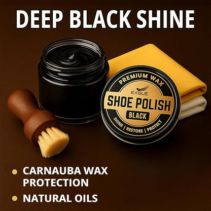 Eagle Shoe Shine Kit – 5-Piece Leather Shoe Polish & Cream Set with Brush & Cloths