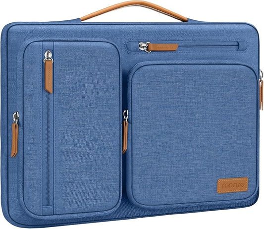 MOSISO 360 Protective Laptop Case 16 inch, 15-15.6 inch Laptop Sleeve Compatible with MacBook Pro 16, HP, Acer, Dell, Lenovo, ASUS, Side Open Carrying Case with 4 Zipper Pockets&Handle, Cadet Blue