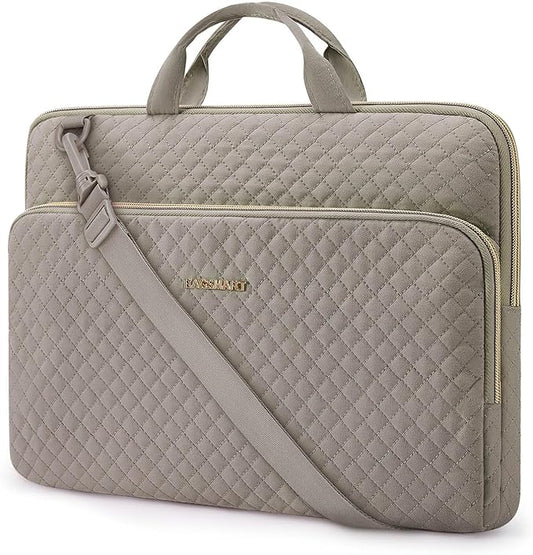 BAGSMART Laptop Sleeve 15.6 Inch, Lightweight Laptop Bag Compatible with MacBook Pro 16 Inch,15.6 Inch HP,Dell,Acer Aspire,Asus Notebook, Protective Case with Shoulder Strap,Pocket,Handle, Gray