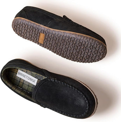 Minnetonka Men's Tilden Moccasin Suede Indoor and Outdoor Slippers