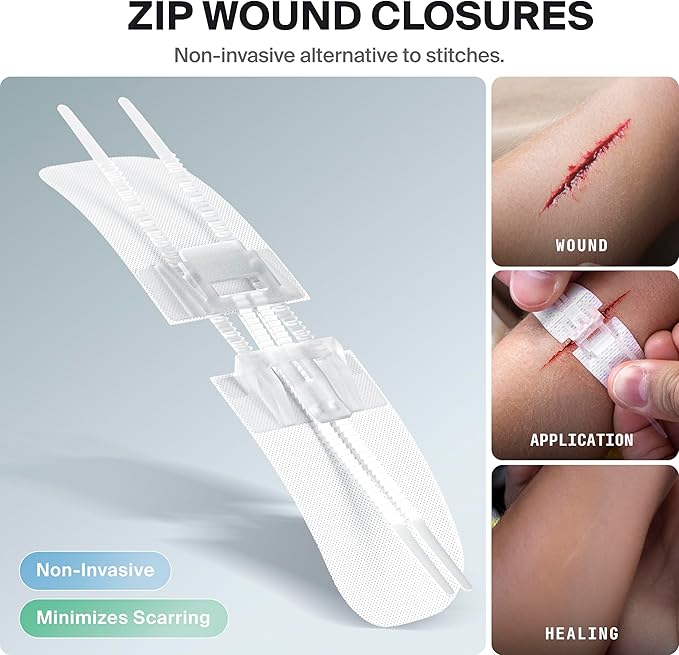 Large Waterproof First Aid Kit for Car, Travel & Home - Emergency Kit for Hiking, Camping, Backpacking and Outdoors - Includes Zip Stitch Wound Closure Strips