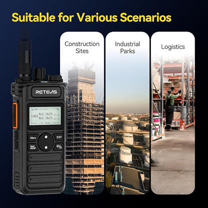 Retevis RT86S Heavy Duty 2 Way Radio Long Range, High Power Walkie Talkies, NOAA, Group Call, Emergency Alarm, 2600mAh,6 Way Charger, Waterproof Radio for Commercial, Industrial, School(6 Pack)