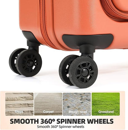 29 Inch Luggage, Top Opening Airline Approved ABS+PC Hard Shell Suitcases with Silent Wheels, TSA Lock,Front Pocket and Wet-dry Separated Six-piece Set (AD Orange, 29-Inch)