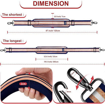 ZINZ 79.5" Universal Strap with Ultra-Thick Fixed Breathable Pad - Adjustable Heavy-Duty Shoulder Strap for Laptop, Crossbody, Luggage, Gym, Camera Bag and More - TH01B06