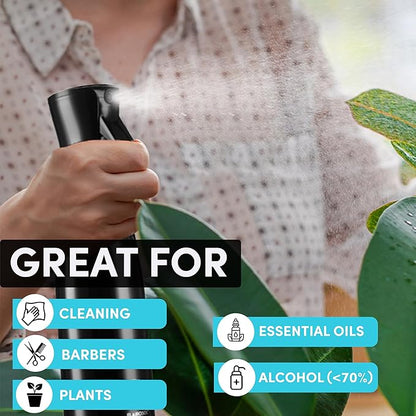 Hula Home Spray Bottle for Hair (20oz/590ml) - Powered by Flairosol® Spray Technology - Continuous Ultra Fine Mist Sprayer – For Hairstyling, Cleaning, Salons, Plants, Essential Oil & More - Black