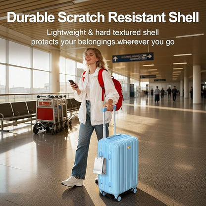 MGB Hardside Checked Luggage with Wheels, Lightweight Durable Medium Luggage with TSA Lock, PC Hard Shell Suitcase for Travel with 360°Double Spinner Wheels