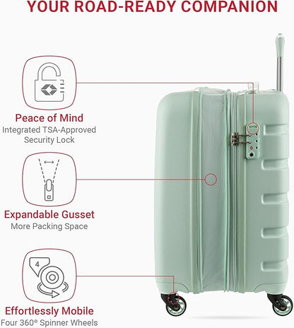 SwissGear 7366 Signature Hardside Expandable Luggage with Spinner Wheels, TSA Lock, Cup-Holder, Clearly Aqua, Carry-On 19-Inch