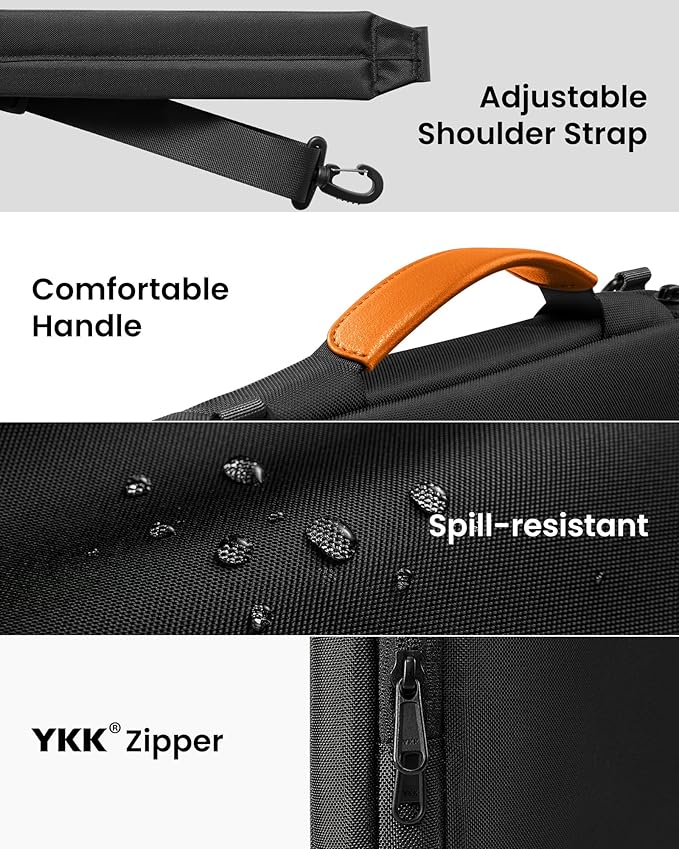 tomtoc 360 Protective Laptop Shoulder Bag for M4 MacBook Pro 16-inch M3/M2/M1 Pro/Max 2024-2019, The NEW RAZER BLADE 15/16, Dell Inspiron 16 Laptop, Water-Resistant Accessory Case
