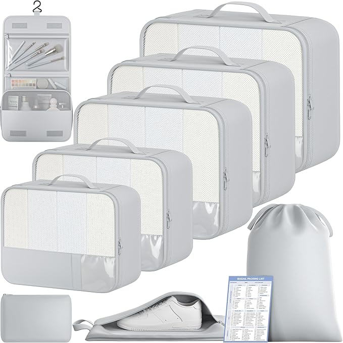 BAGAIL 9 Set Packing Cubes Luggage Packing Organizers for Travel Accessories