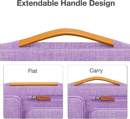 MOSISO 360 Protective Laptop Case 15 inch, 15 inch Laptop Sleeve Compatible with MacBook Air M4 M3 M2 2025 2024 2023, Dell XPS Plus, Side Open Carrying Case with 4 Zipper Pockets&Handle, Lilac