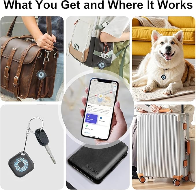 2 Packs Air Tracker Tags Compatible with Apple Find My (iOS Only), Bluetooth Tracker, Smart Keys Finder and Item Locator with Waterproof Case for Wallet Luggage Backpack 1B1W