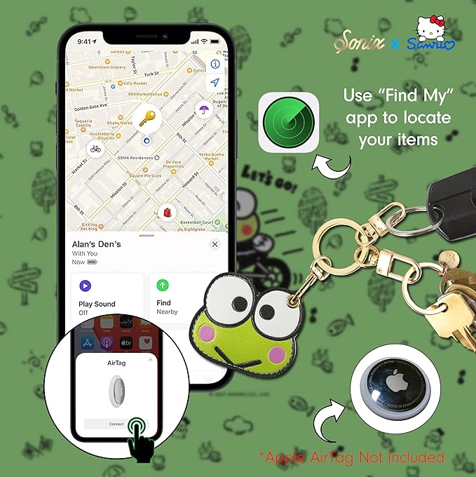 Sonix x Sanrio Character Keychain Case Compatible with Apple AirTag | Protective Cover Keychain Case for AirTag | Keroppi