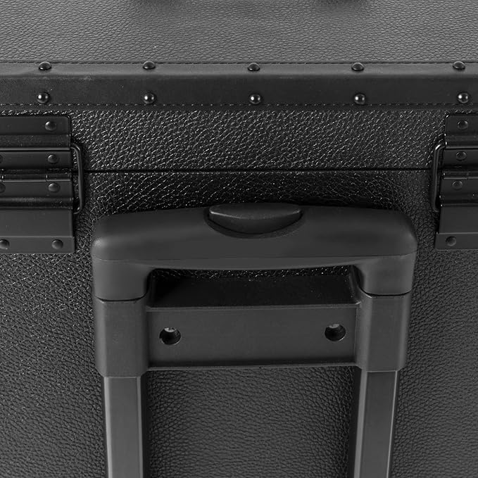 Beauty Rolling Makeup Train Case, Professional Lockable Rolling Salon Luggage, Retro-Rolling Cart Storage Organizer Trolley Make Up Case, 4 Universal Wheels, Retractable Rod, Buckle (All Black1)
