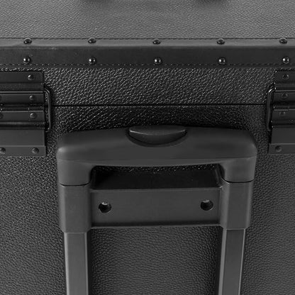 Beauty Rolling Makeup Train Case, Professional Lockable Rolling Salon Luggage, Retro-Rolling Cart Storage Organizer Trolley Make Up Case, 4 Universal Wheels, Retractable Rod, Buckle (All Black1)