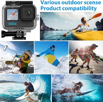 HONGDAK Waterproof Housing Case Accessories Kit 16in1 for Gopro Hero 12 11 10 9 Black,196FT/60M Underwater Protective Housing Dive Kit with Float Handle Sleeve Lens Cap Filters Anti-Fog Inserts