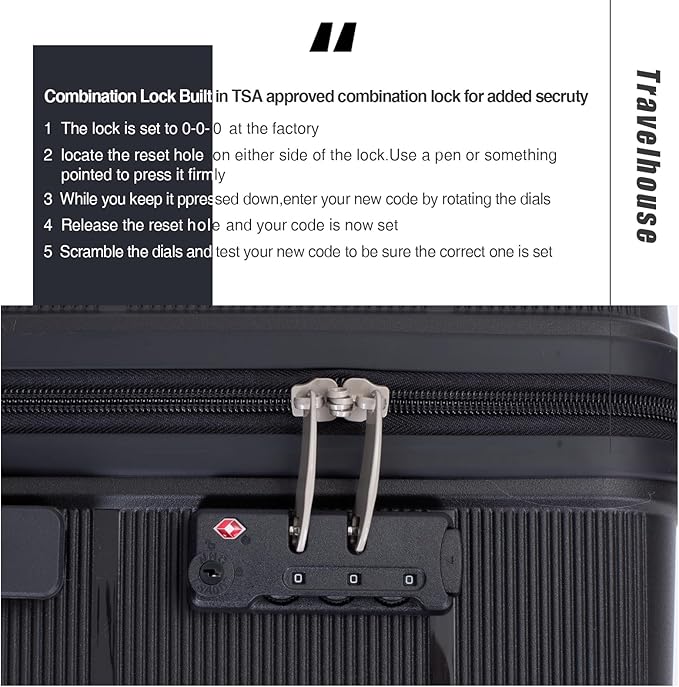 Luggage 3 Piece Sets Suitcase Set with Double Spinner Wheels, Lightweight Carry On Hardside Travel Luggage with TSA Lock, (20/24/28) (Black)