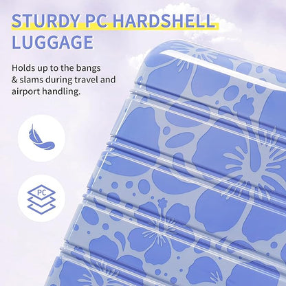 Merax Luggage Sets 3 Piece, Hardside Suitcase Set with Spinner Wheels, Lightweight Printing Luggage Carry on,20+24+28 IN,Blue