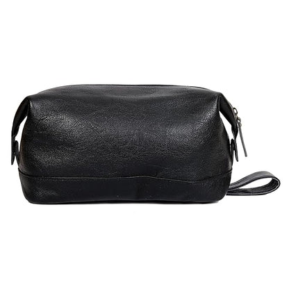 cuero Leather Brown Dopp Kit Unisex Travel Toiletry Cosmetic Pouch Shaving Kit Men Women (black)