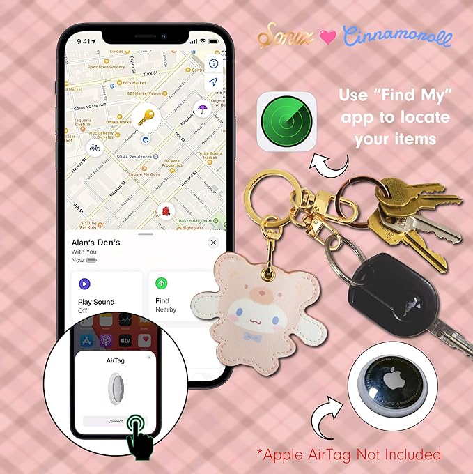 Sonix x Sanrio Keychain Case Compatible with Apple AirTag | Protective Cover Keychain | Cinnamoroll Latte Bears