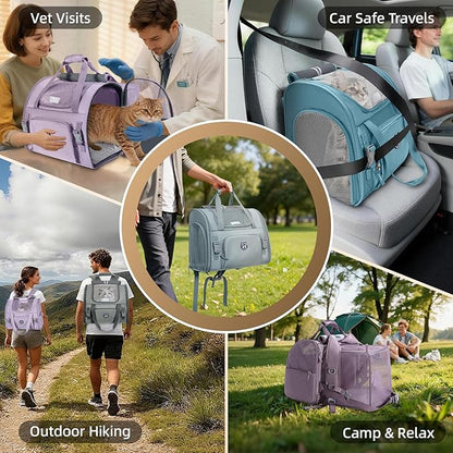 Lollimeow Expandable Cat Carrier Backpack for Large Cats - Airline Approved Pet Carrier Backpack for Small Dogs, Hiking & Travel, Waterproof with Breathable Mesh, 14lbs Capacity (Dark Grey, Standard)