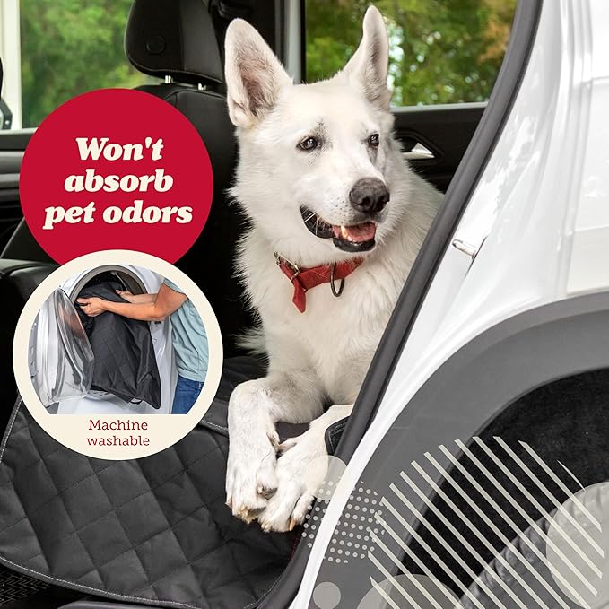 Lusso Gear Dog Car Seat Cover for Back Seat - Tan, Universal Fit - Waterproof & Non-Slip Oxford Fabric Cover - Protector for SUV & Truck - Pet Travel Accessory