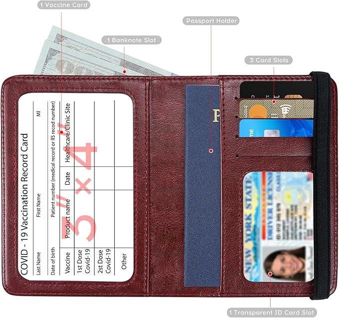 ILIYAH-Passport Cover-Passport Holder for Travel Women/Men Passport Wallet Case Travel Accessories Card Holder Wallet Unisex Travel Gifts(Burgundy)