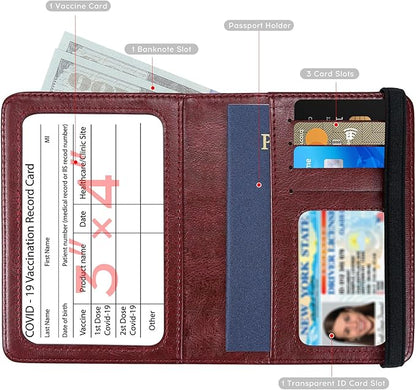 ILIYAH-Passport Cover-Passport Holder for Travel Women/Men Passport Wallet Case Travel Accessories Card Holder Wallet Unisex Travel Gifts(Burgundy)