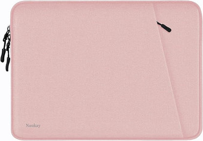 Laptop Sleeve Case, Shockproof Protective Computer Sleeve Cover with Accessories Pocket, Water Resistant Traveling Carrying Laptop Bag Compatible for 15.6 inch MacBook Dell HP Acer Lenovo, Pink