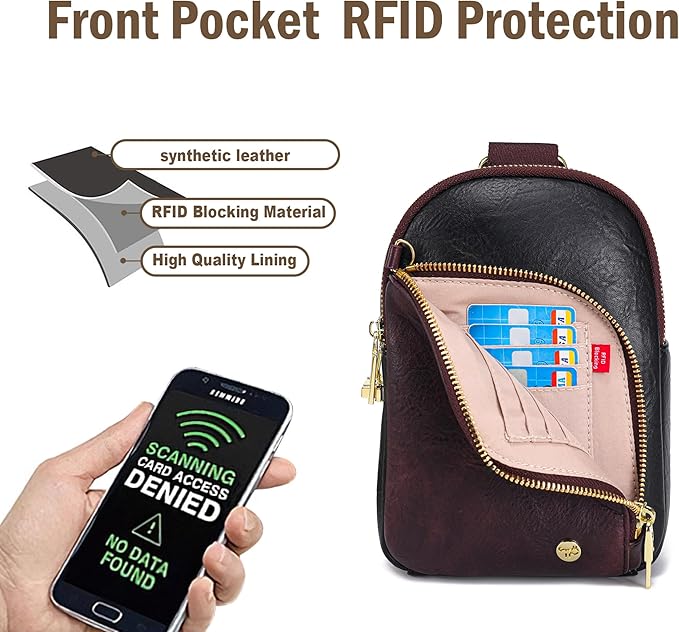 INICAT RFID Blocking Sling Bag,Anti Theft Crossbody Bags for Women,Travel Gifts Cross Body Purses Vegan Leather