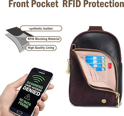 INICAT RFID Blocking Sling Bag,Anti Theft Crossbody Bags for Women,Travel Gifts Cross Body Purses Vegan Leather