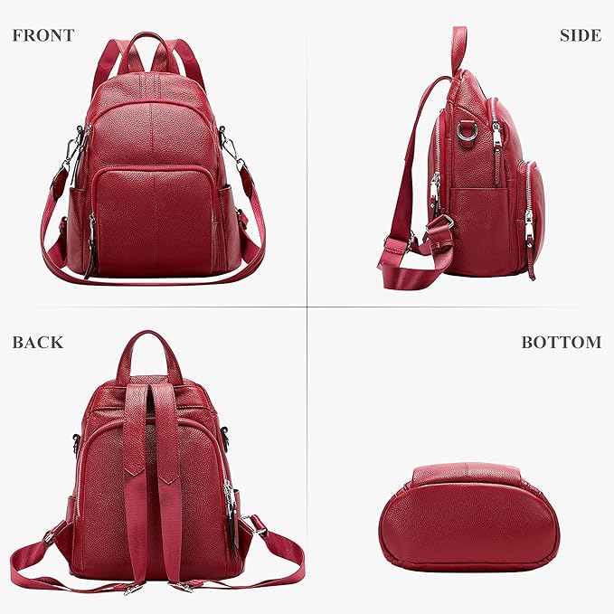 ALTOSY Soft Leather Backpack Purse For Women -theft Backpacks Versatile Shoulder Bag（S81 Red Wine）