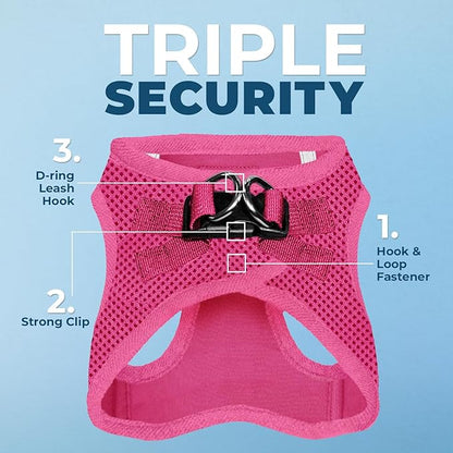 Voyager Step-in Air All Weather Mesh Harness and Reflective Dog 5 ft Leash Combo with Neoprene Handle, for Small, Medium and Large Breed Puppies by Best Pet Supplies - Set (Fuchsia), L