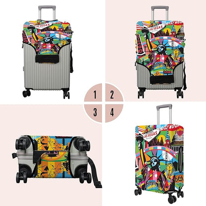 Travel Luggage Cover Suitcase Protector Fits 18-32 Inch Wheel Covers PatternedTravel Related Items Flower Luggage Protector Elastic M