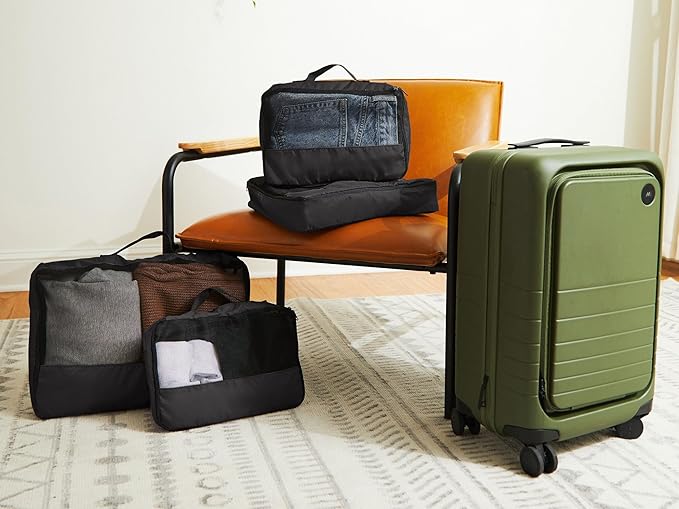 Covermates Packing Cube Set - Premium Polyester - Dual Zipper Pulls - Carrying Handle - Front Mesh Window - Travel Organization, Black