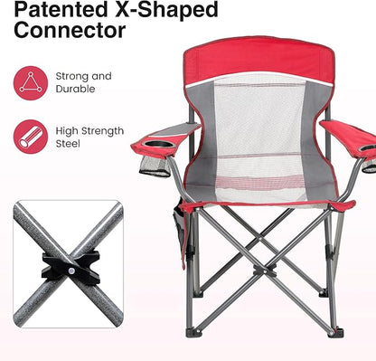 HIGH POINT SPORTS Oversized Portable Mesh Camping Folding Chair