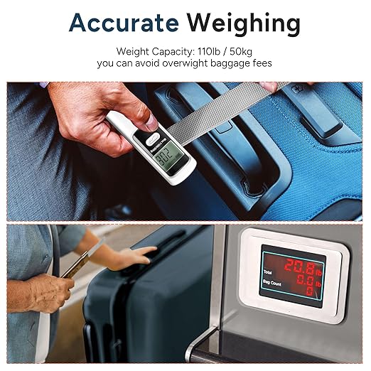 Battery-Free Luggage Scale, Suitcase Scale for Travel, 110 lbs/50 kg, Portable Handheld Weight Scale, No Batteries Needed