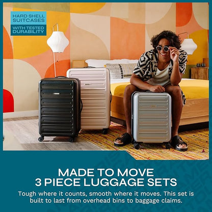 Westridge Hardshell Luggage Set - 3 Piece Set - 20" Carry-On, 24” & 28” Checked Luggage Set with 360° Spinner Wheels - Expandable Suitcases for Extended Travel - Durable ABS Shell - Light Pink