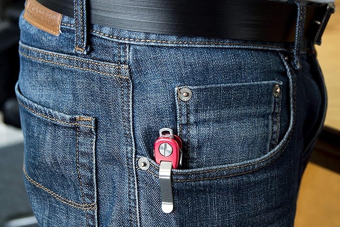 KeySmart Rugged - Multitool Key Holder for Keychain w/Bottle Opener and Pocket Clip, Key Organizer for Key Chain, EDC Keychains, Key Ring for Car Fobs Key Chains, Expandable (Up to 14 Keys, Red)