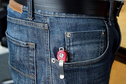 KeySmart Rugged - Multitool Key Holder for Keychain w/Bottle Opener and Pocket Clip, Key Organizer for Key Chain, EDC Keychains, Key Ring for Car Fobs Key Chains, Expandable (Up to 14 Keys, Red)