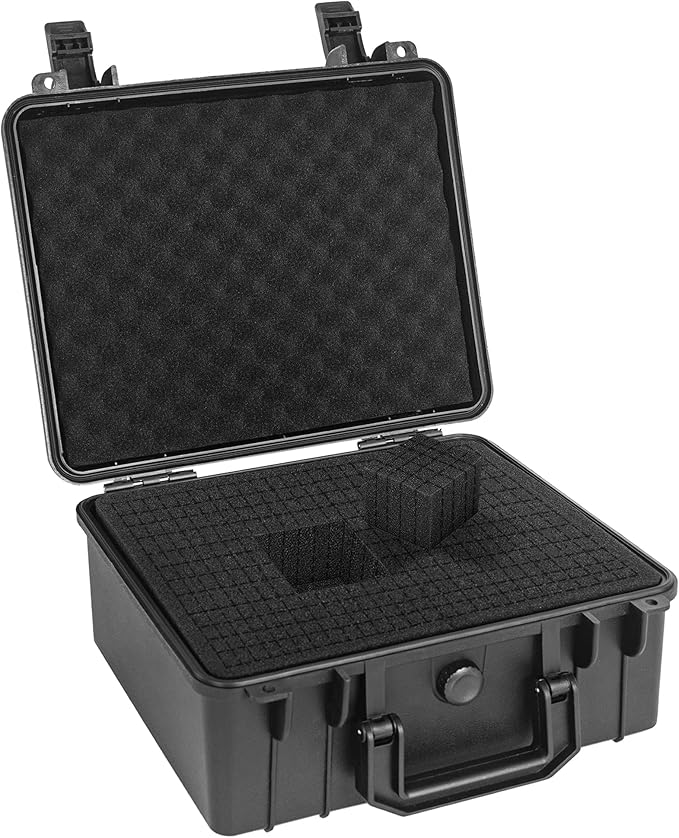 Protective Hard Case Shockproof Water-resistant with Customized DIY Foam Insert fit for Camera, etc, 11 X 9.5 X 5-Inch