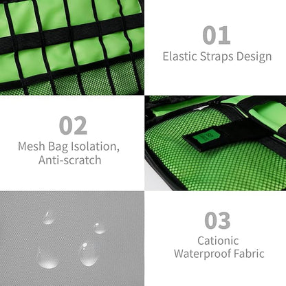 Electronics Organizer Travel Case,Electronic Accessories Storage Bag,Portable Waterproof Cable Organizer Bag,Travel Cord Organizer Bags for Small Charging Cord Storage,SD Card-Grey Green