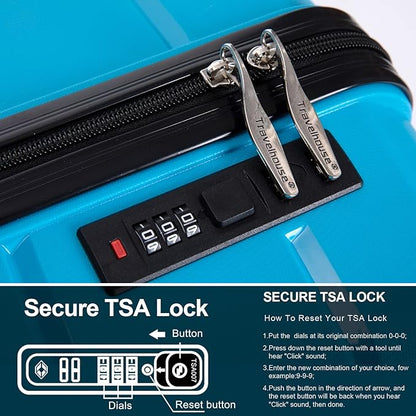 Travelhouse Luggage Sets, Expandable Hardside Suitcases 24in/28in, Carry on 20in,3 Piece Set Travel Luggages Clearance with Double Spinner Wheels TSA Lock Lightweight (Blue-31)