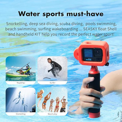 SEASKY Foam Floaty case & F1 Floating Handle Grip Kit Accessories for Gopro Hero 13/12/11/10/9 Sports Action Camera